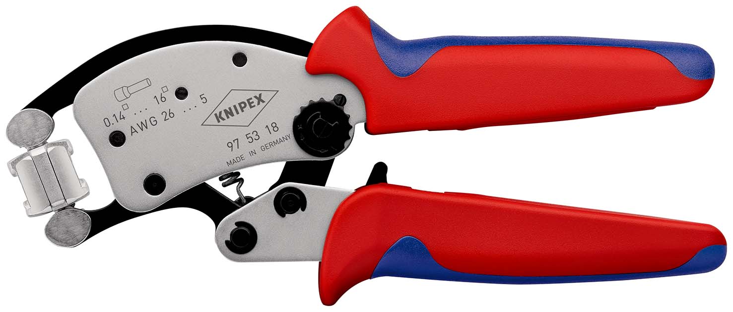 KNIPEX Twistor®, Zelfinstellende krimptang voor adereindhulzen, met draaibare krimpkop