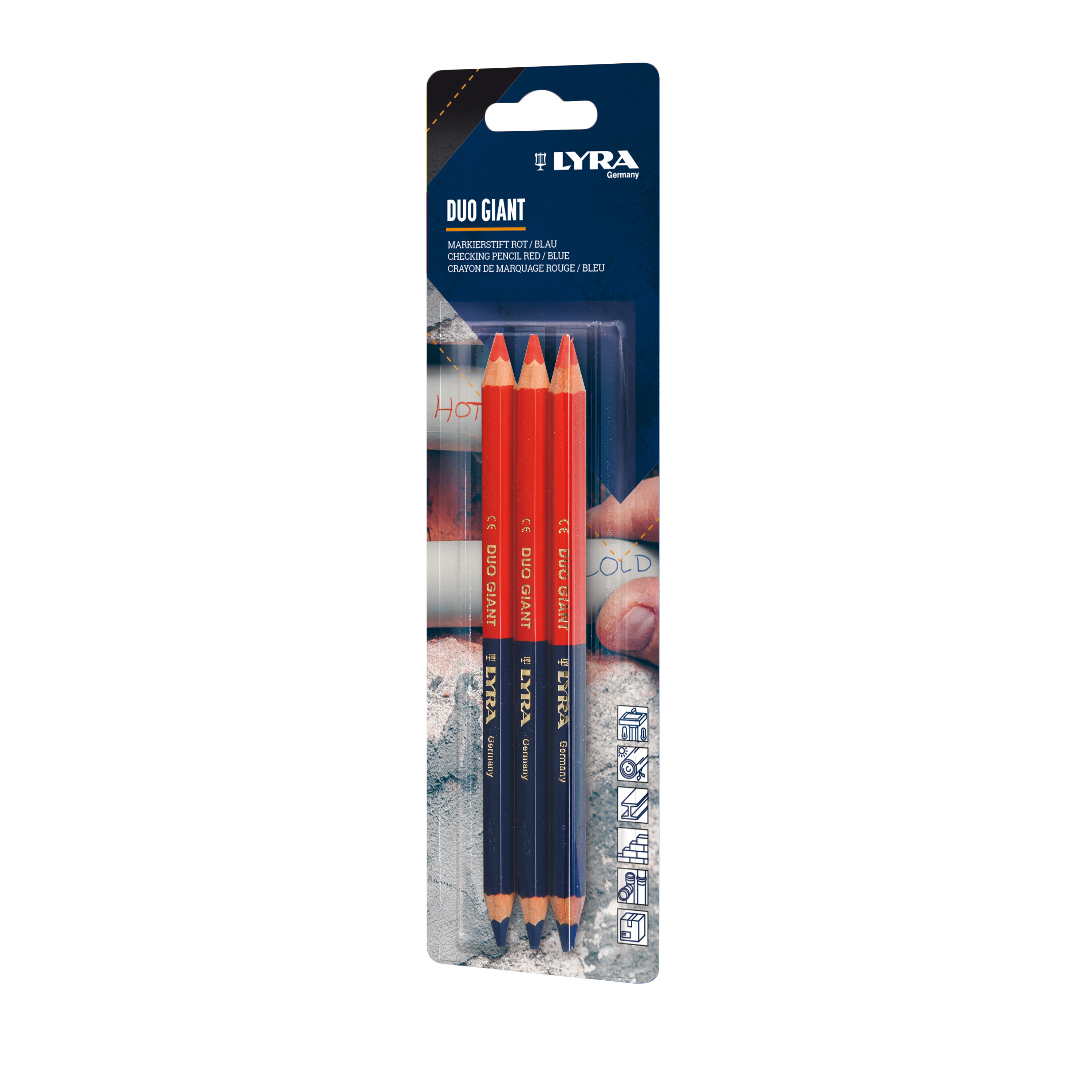 2938002 Potlood DUO GIANT Rood/Blauw 3 st op ZB