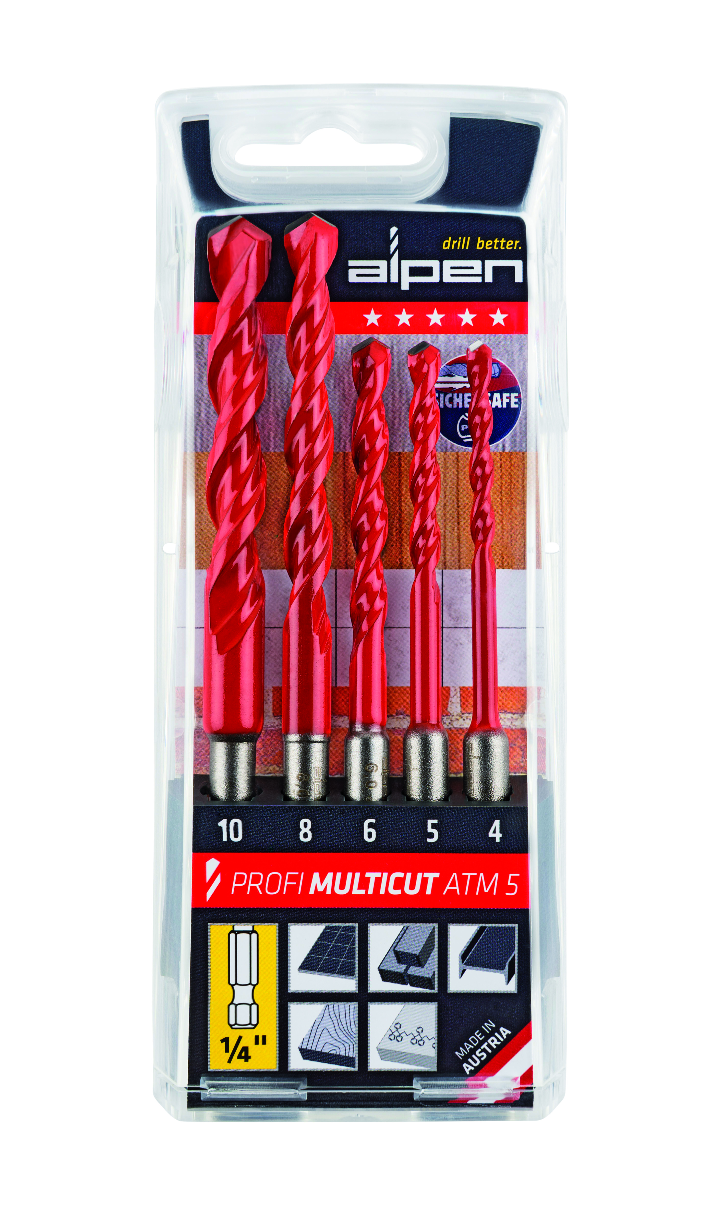 0000100805100 Profi Multicut ATM 5-1/4″ 6-kant-Ø 4/5/6/8/10 mm-Cassette 5-delig