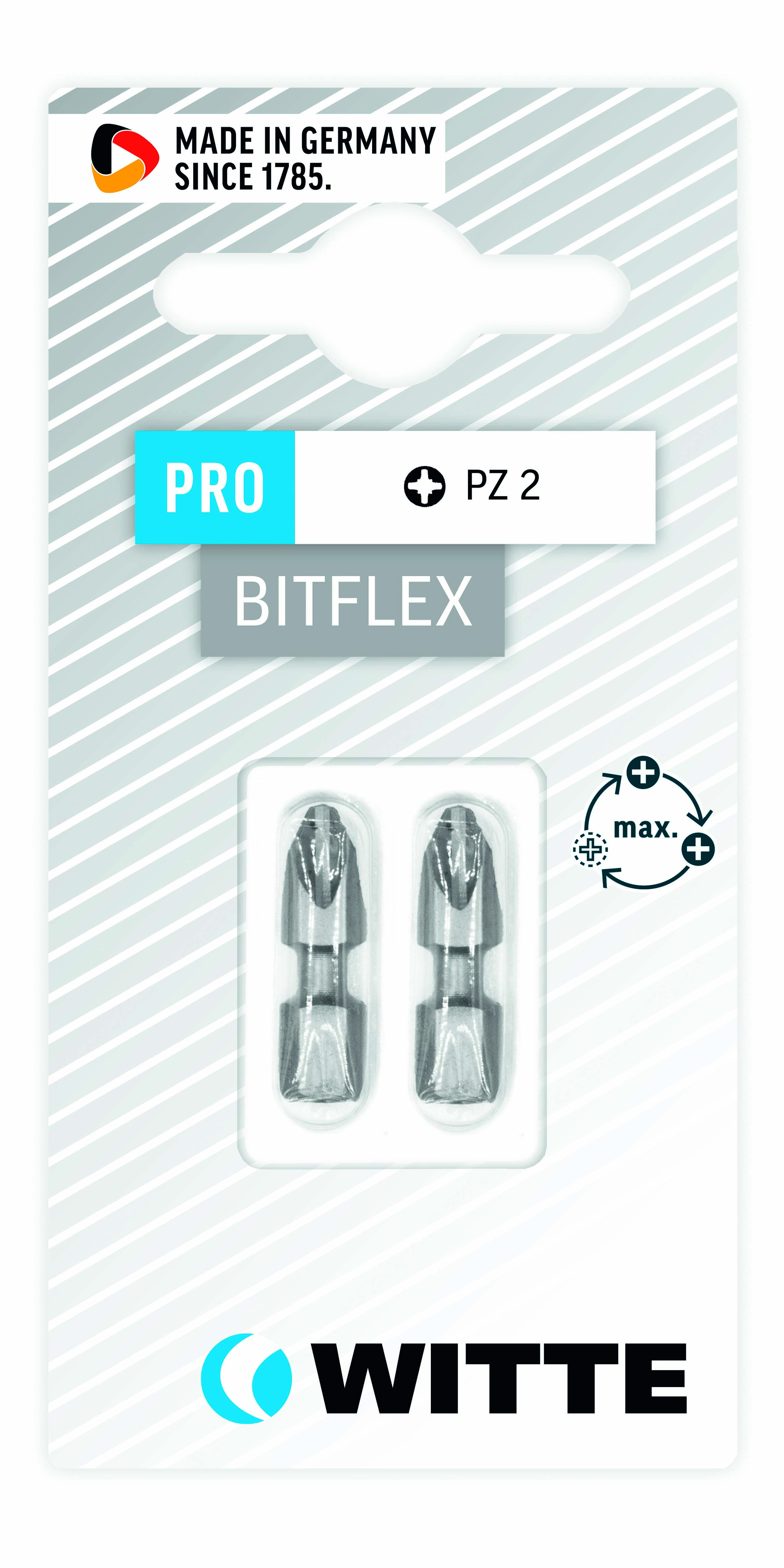 26801 Schroefbit 1/4" Bitflex Pozidriv – PRO – PZ1 x 25 mm – Bitkaart – 2 stuks