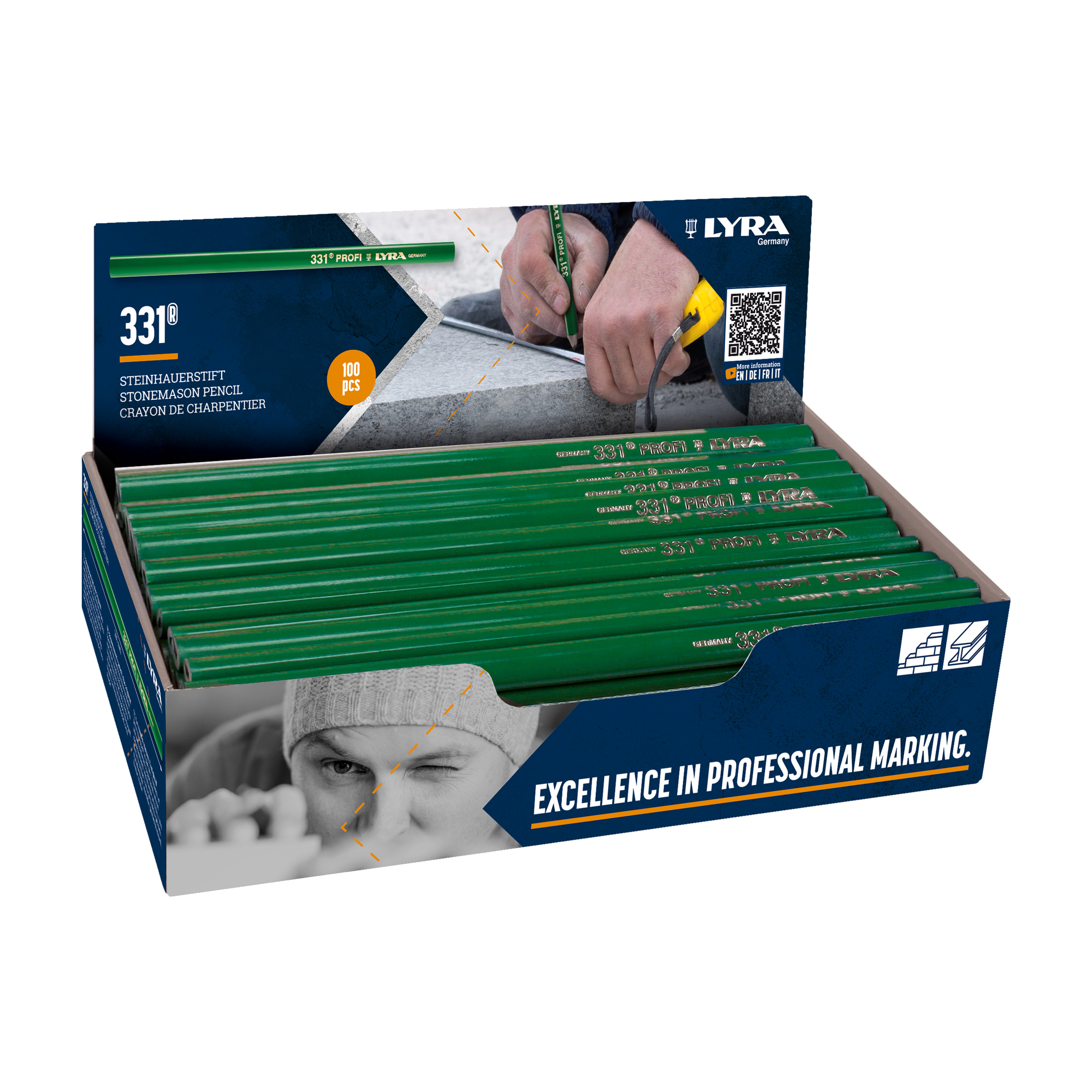 4313103 Steenhouwerspotlood 331, 30 cm Groen